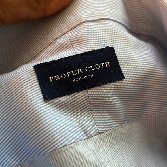 Proper cloth Duane McLaughlin blue striped dress shirt size 18.5 - Picture 7 of 9